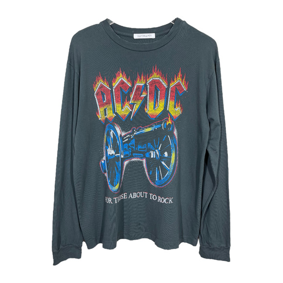 Daydreamer AC/DC For Those About To Rock Long Sleeve Small Oversized Band Tee - Picture 1 of 7